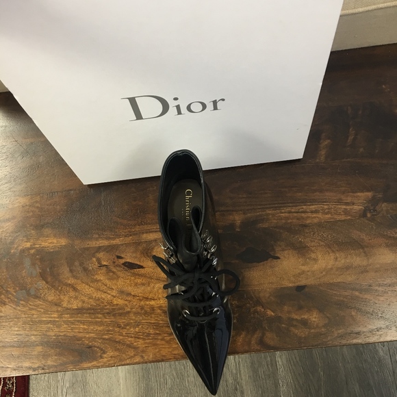 Dior Black Patent Pony-Style Calfskin Ankle Boots - Picture 5 of 6